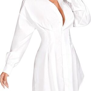 White Button-Up Shirt Dress